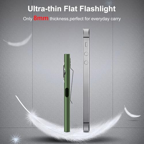 klarus E5 2Pcs Pocket Flashlight, Rechargeable EDC Flashlight, Super Slim 4.2x1x0.3inch, 600 Lumens, USB-C Port, IPX4, Dual Light Source with Magnetic Base, Hat & Clothes Clip
