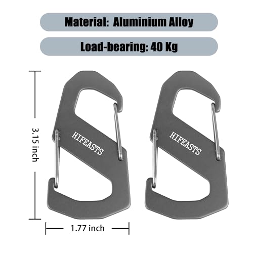 S-Shaped Aluminum Carabiner Clip - Gray Double-Head Hook