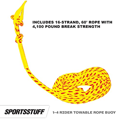 Towable Tube Booster Ball with 60 ft Rope - Inflated 38in x 28in
