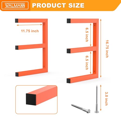 WALMANN Garage Wall Mounted Lumber Storage Rack, Overhead Heavy Duty One-Piece Design Lumber Rack for Woodworking Shop(1 Pair)