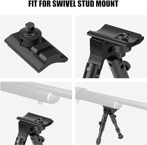 Tactical Bipod with Rail Mount Adapter & Barrel Clamp - Adjustable 6.5"-7"