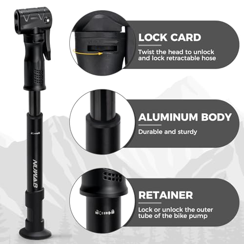 10 Inch Mini Bike Pump - 100PSI Portable Bicycle Inflator