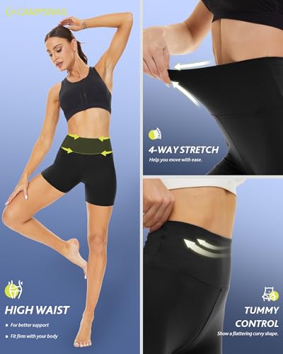 Workout Biker Shorts for Women - 5" Booty Spandex - Black