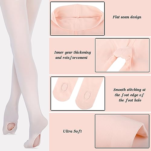 Girls' Ultra Soft Convertible Ballet Dance Tights - Ballet Pink, 10-15 Years