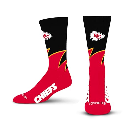 Kansas City Chiefs Black Wave Crew Socks - Large