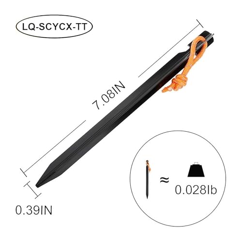 Heavy Duty Aluminum Tent Stakes - 10 Pack with Reflective Drawstring