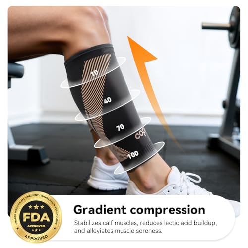 Copper-Infused Calf Compression Sleeves - Black, X-Large