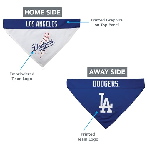 MLB Los Angeles Dodgers Reversible Pet Bandana, Small/Medium