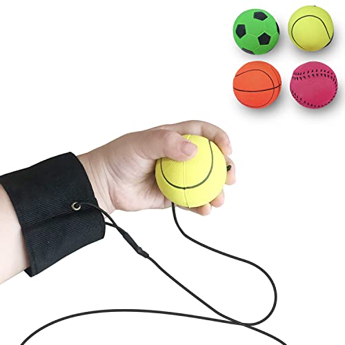 4 Pack 1.85 Inch Sports Wrist Return Balls - Kids' Exercise Toy