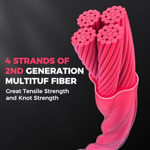 Braided Fishing Line - Ultra-Thin, High Strength, 150 Yds, 6 LB - Pink