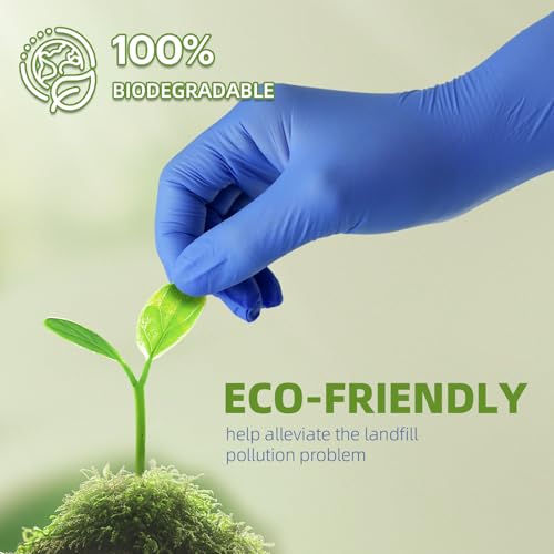 Jointown Biodegradable Nitrile Exam Gloves, Disposable Medical Surgical Gloves, Violet Blue Nitrile Glove, Latex Free, Food Safe, 200 Count, Medium