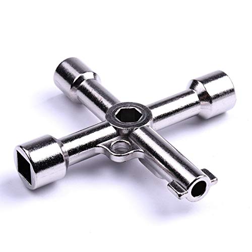 4-Way Universal Utility Key - Stainless Steel Cross Tool for Cabinets