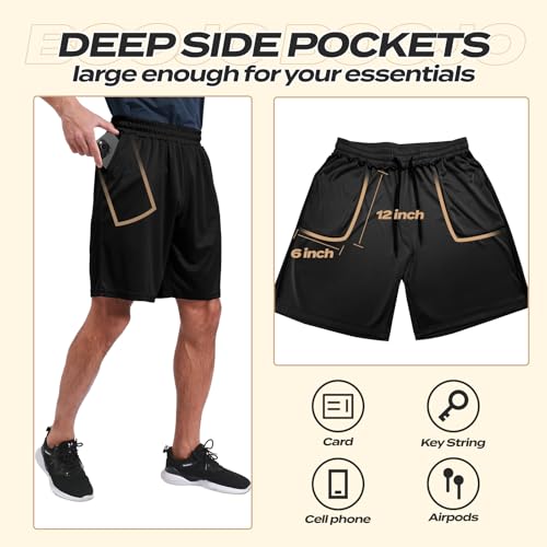 5 Pack Men's Athletic Gym Shorts - Quick Dry Workout Shorts