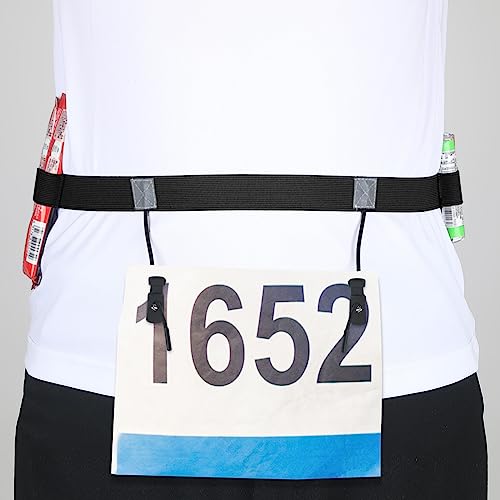 Xtinmee Race Number Belt with Gel Loops for Triathlon Running & Cycling – Black, 34 x 0.98 Inches