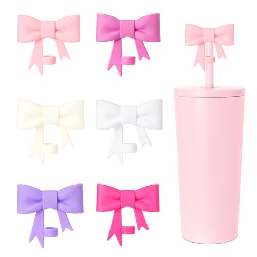 8mm Silicone Bow Straw Covers - 6 Pcs for Stanley Tumblers