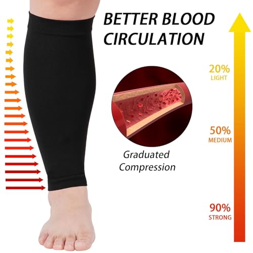 Plus Size Compression Leg Sleeves for Women& Men 15-20mmHg Wide Calf