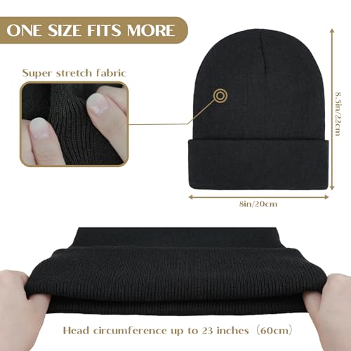 Cute Frog Embroidered Knit Beanie - Black Winter Warm Stretch Hat