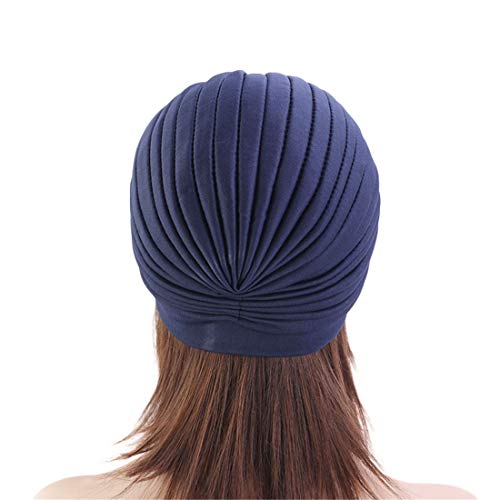 Qianmome Women's Sequin Flower Turban Head Wrap Black - Elegant Muslim Beanie