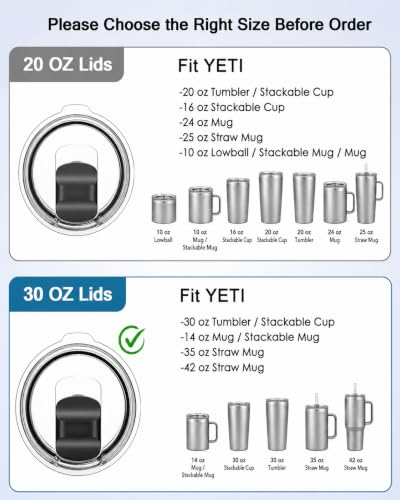 Tumbler Lid for Yeti, Compatible with Yeti 30 oz Tumbler/Stackable