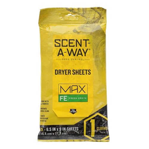 Hunting Clothes Dryer Sheets - Anti-Static Odorless Fresh Earth - 15 Count