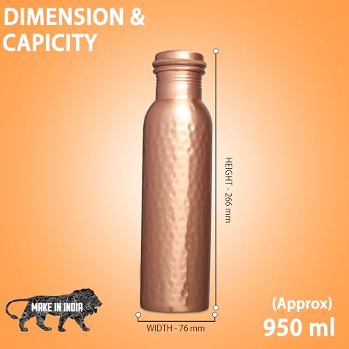 MERCAPE Hammered Design 2 32oz Copper Water Bottle - Premium Chilled Drinkware