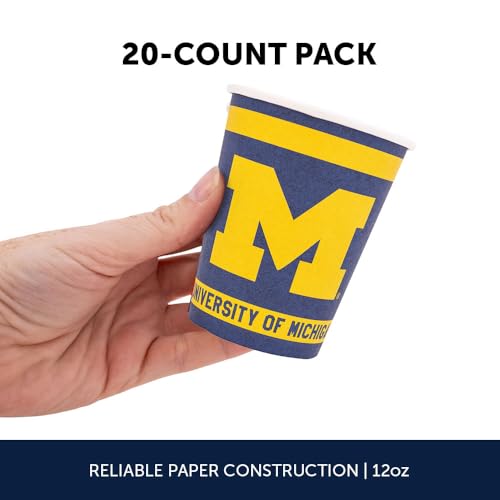 University of Michigan Paper Cups - 20 Count, 9 Oz Disposable