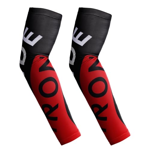 UPF 50+ Cooling Neck Gaiter and Arm Sleeves Set - Large Black & Red