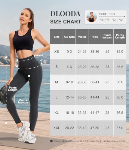 Large Black High Waist Yoga Leggings with Pockets - DLOODA Women