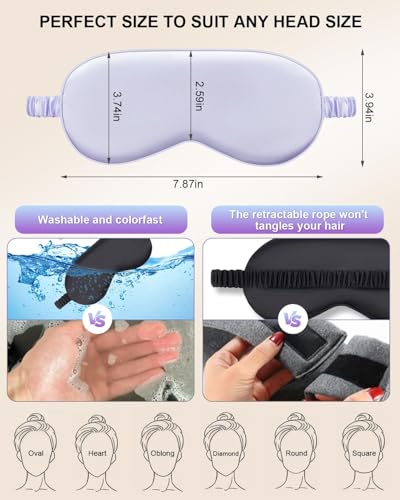 Silk Sleep Masks - 2 Pack Light Blocking Eye Masks - Black & Purple