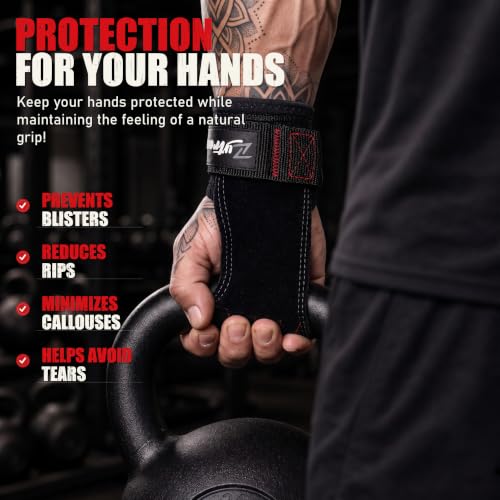 Weight Lifting Grips with D-Ring & Padded Wrist Support