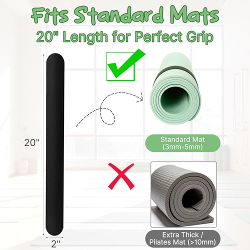 Yoga Mat Strap Slap Band - Black Silicone Holder for Rolled Mats