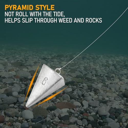 Dr.Fish Pyramid Lead Sinkers 2oz 5 Pack Saltwater & Freshwater Fishing Weights