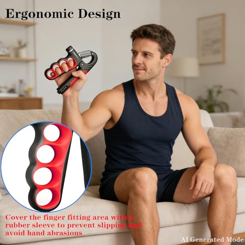 Red Hand Grip Strengthener 11-220LB Adjustable Resistance with Counter - 2PCS