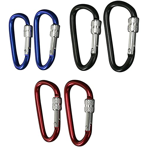 12-Pack Locking Carabiner Keychain - 2.6" Aluminum, Assorted Colors