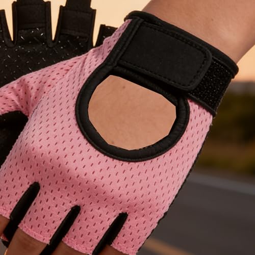 Fingerless Workout Gloves for Women - Pink, Excellent Grip