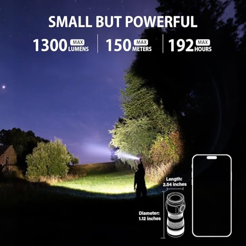 Sofirn SC13A Mini Rechargeable LED Flashlight 1300 Lumens, IP68 Waterproof, Compact EDC Torch with Locking & USB-C Charging