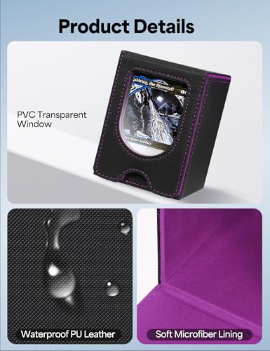 Banloga A-Black&Purple Card Deck Box for MTG Commander Fits 100+ Double-Sleeved Cards
