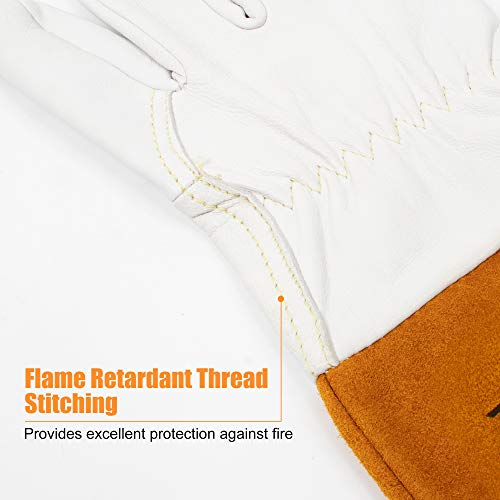 BEETRO Working Gloves 5 Pairs, Tig Welding Cowhide Split Leather, Heat/Fire Resistant BBQ/Warehouse/Heavy Duty/Animal Handling Glove, Extremely Soft and Flexible