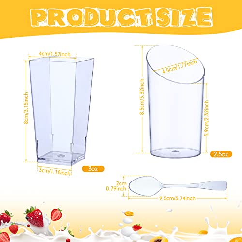 Nuogo 400 Pcs Clear Mini Dessert Cups with Spoons - Square & Round