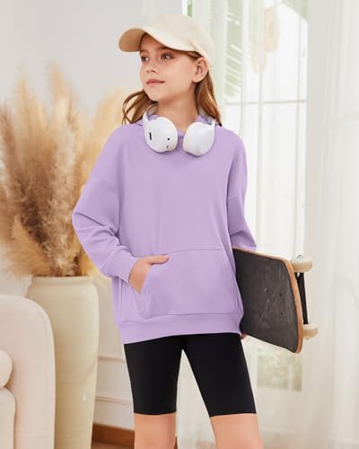 Girls Hoodies Kids Cute Light Purple Hooded Sweatshirt 11-12 Years