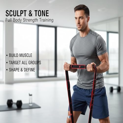Fitness Resistance Bands with Handles for Stretching - Rose Pink