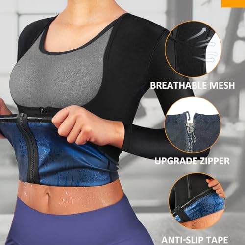 Weight Loss Sauna Suit Shirt for Women - Black, Large