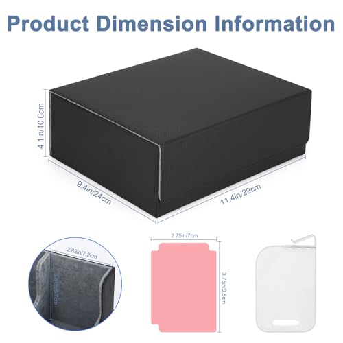 Ralout Black and Gray Card Deck Case for Trading Cards 1800+ Capacity, Magnetic Closure, Leather Storage Box for MTG YuGiOh Sports Cards