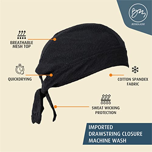 Cooling Beanie 3-Pack - Sweat Wicking Do Rag Head Scarves - Black, Blue, Beige