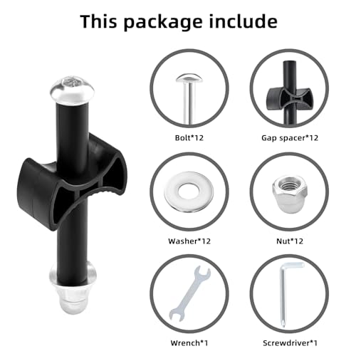ZIZILAND Trampoline Enclosure Pole Gap Spacers & Screws Set, 12pcs Black