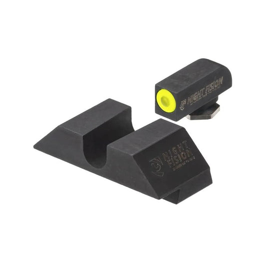 Night Fision Tritium Night Sight Set Compatible with Glock 17/17L/19/22-28/31-35/37-39/45, Yellow Front Ring, U Notch Blank Rear Sight