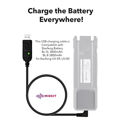 2.5mm USB Battery Charger Cable for High-Capacity Two-Way Radio Batteries