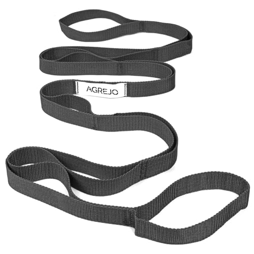 Yoga Stretching Strap with 10 Loops - 75-Inch Physical Therapy Band - Black