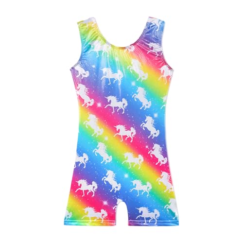 Gymnastics Leotard for Girls - Rainbow Horse, 3-4T