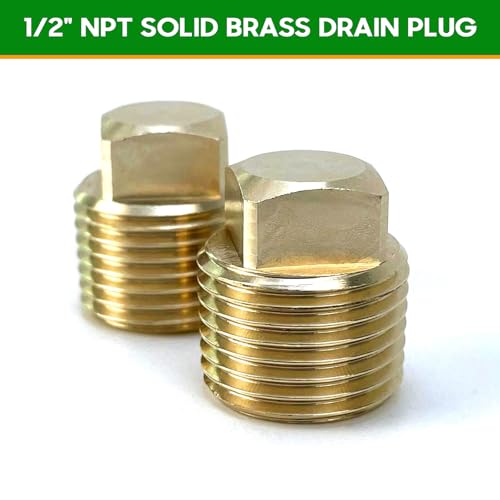 1/2" NPT Solid Brass Boat Hull Drain Plugs - 2 Pack